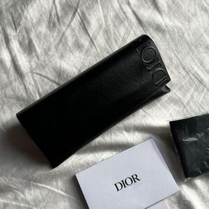 Dior Homme Men’s Sunglasses Case Black Faux leather With Cloth Booklet